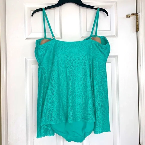 Tropical Escape Teal Mesh One Piece Swim Suit - Picture 4 of 5